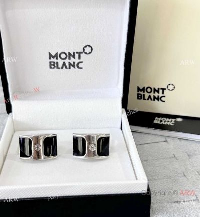 Stainless Steel and Black Mont blanc Cufflinks for Men